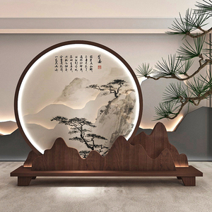 中式屏风隔断实木茶室玄关客厅背景饭店酒店大厅景观摆件座屏插屏