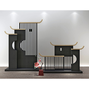 新中式简约屏风隔断客厅展览徽派建筑实木环保酒店大堂景观座屏