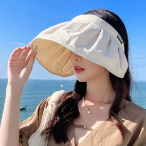 空顶贝壳帽子女夏季薄款防紫外线遮脸防晒沙滩帽渔夫帽太阳遮阳帽