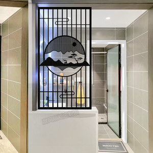 铁艺屏风定制镂空花格金属玄关背景墙中式格栅雕花洗漱台干区隔断