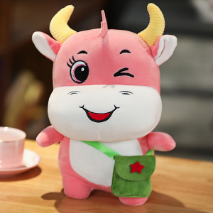 卡通牛牛公仔 小牛毛绒玩具 可爱背包牛玩偶生肖牛布娃娃宝宝周岁