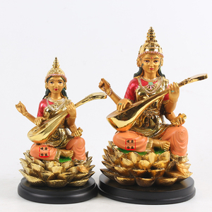 7/8寸萨拉斯瓦蒂女神妙音辩才天女 印尼东南亚泰国树脂神像摆件