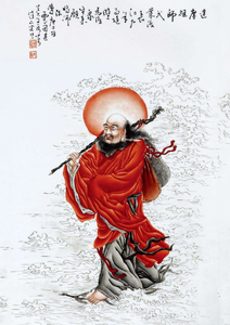 竖版达摩佛像画像佛教禅宗初祖菩提达摩祖师画像挂画图片塑封2人付款