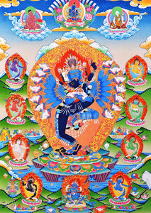 喜金刚画像 相纸塑封 密宗唐卡图片 结缘 包邮 萨迦派本尊欢喜佛