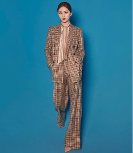 maxmara刘诗诗明星同款衣服秋季女装格子西服外套衬衫西装套装女