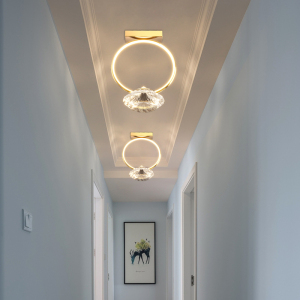 钻石玄关灯入户吊灯过道灯网红走廊明装简约现代阳台轻奢吸顶灯饰