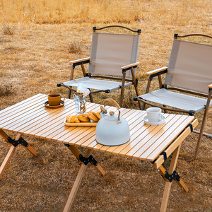 户外折叠桌椅超轻便携式野餐车载长方形实木露营装备用品蛋卷桌子