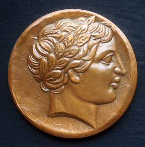 法国造币厂仿古章牌【腓力二世太阳神阿波罗头像】80mm大铜章