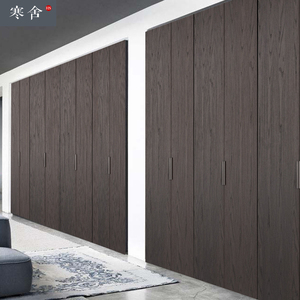 寒舍 成都极简整体衣柜定制 一门到顶爱格木纹轻奢系列衣帽间定做