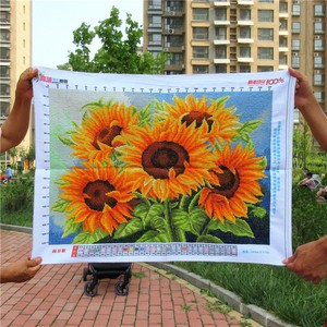 纯手工十字绣成品向日葵太阳花欣欣向荣花卉新款客厅玄关画绣好的