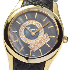 日本直邮二手正品ferragamo/菲拉格慕镀金镶钻石英女表fg4030014