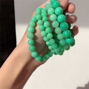 天然澳洲玉手链女翡翠阳绿澳宝手串单圈冰种苹果绿色玉髓水晶饰品