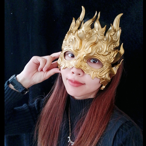 麒麟树脂古典bjd国风半脸面具cos古风汉服配饰影视道具万圣节遮罩