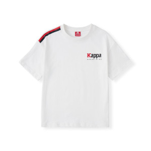 Kappa卡帕2024夏季新款短袖T恤白色衬衫男童上衣运动休闲套头衫女