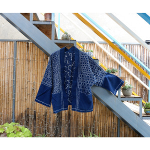 00心宿五车二淘宝靛蓝色服装面料全棉不掉色衬衣窗帘布包茶席刺子绣