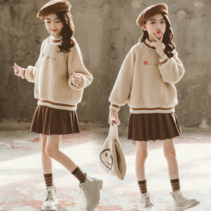 女童网红炸街套装裙冬装潮酷女孩春节穿搭衣服十岁时髦洋气卫衣12