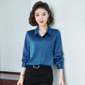 衬衣女2022春夏新款设计感小众真丝抗皱上衣时尚百搭气质纯色衬衫