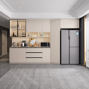 嵌入式冰箱餐边柜一体靠墙轻奢简约现代小酒柜家用客厅厨房储物柜