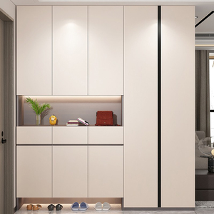 进门客厅无拉手大鞋柜玄关柜一体靠墙隔断柜家用门口入户实木定制