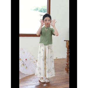 女童国风套装新中式民族服装儿童装高级汉服夏季薄款女装2024新款
