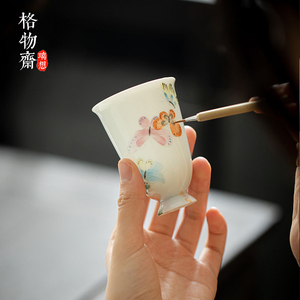 格物齋丨景德镇手工薄胎主人杯单杯釉上彩手绘茶杯家用日式品茗杯