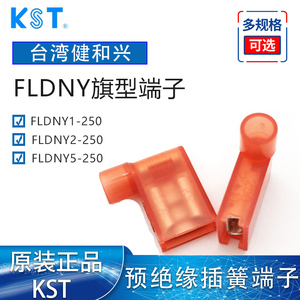 KST健和兴FLDNY1/2/5-250绝缘旗型插簧端子母绝缘套铜接线头100只