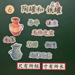 陶罐和铁罐公开课教具板贴小学语文三年级板书设计塑封定制磁吸贴