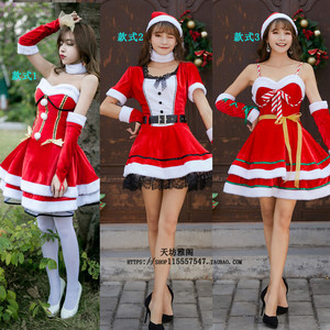 日本爆款圣诞节服装可爱女生裹胸吊带蛋糕裙圣诞老人金丝绒连衣裙
