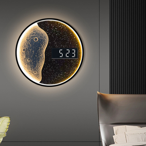 月球壁灯现代简约高级感创意壁挂时钟客厅电视沙发背景墙装饰灯
