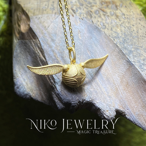 哈利波特周边 金色飞贼吊坠mini版 18k黄金项链 原创设计魔法宝物