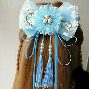 古风汉服配饰发夹大蝴蝶结长飘带头饰流苏绢花朵女童发饰儿童头花