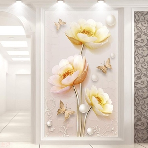 3d立体竖版8d玄关走廊过道背景墙壁纸装饰玄幻壁画简约现代钻石画