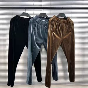 重磅gl张艺兴同款丝绒裤侧边拉链拼接条纹阔腿裤宽松休闲男女长裤