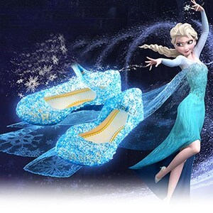 夏季冰雪奇缘灰姑娘苏菲亚女童软底公主凉鞋小女生高跟水晶洞洞鞋