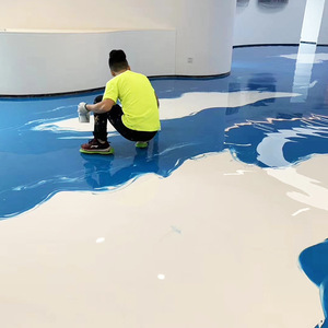 美地士涂料水墨艺术地坪漆中国风酒店餐厅画廊室内地板艺术地面漆