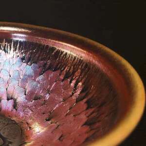 名师黄涛建阳建盏手工金樽彩金油滴盏杯茶杯主人杯矅变花雕油滴