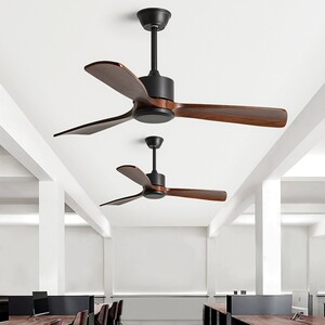 黑色实木大风力吊扇餐厅静音简约工业风商客厅家用复古电风扇无灯