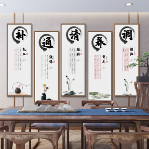 养生馆装饰挂画理疗望闻问切精气神美容店中医诊所宣传背景墙壁画