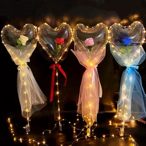 网红玫瑰花气球夜市摆摊心形发光花束波波球爱心造型手持气球棒