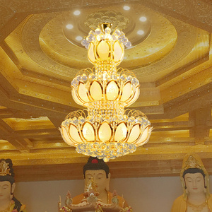 莲花水晶吊灯圆形佛堂寺庙别墅复式楼酒店工程客厅欧式金色禅意灯