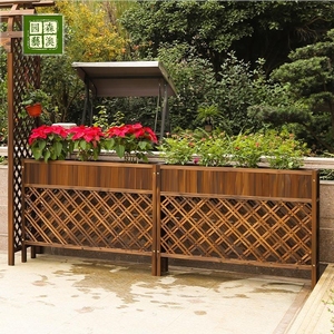 火锅店防腐木花箱花篮咖啡馆盆栽庭院格栅餐饮馆隔断多层护栏屏风