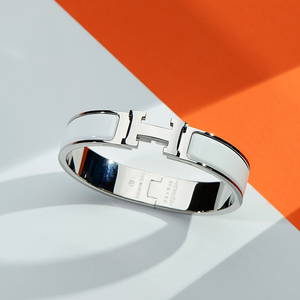 代购hermes/爱马仕手镯女珐琅h扣字母玫瑰金