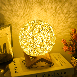 创意藤球小夜灯摆件家居卧室桌面床头装饰品治愈系物件生日礼物女