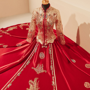 金色秀禾服2023年新款新娘中式结婚礼服夏季敬酒服龙凤褂高端秀和