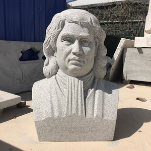 定制天然花岗岩石材牛顿胸像雕塑学校广场石雕人物半身像头像摆件