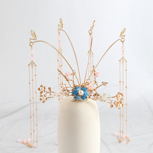 汉服发冠古风长流苏步摇魏晋汉服束发顶簪古风头饰凤冠仙气头冠