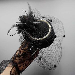 晚宴帽民国名媛女配饰发饰旗袍面纱复古网礼帽头饰新娘礼服纱帽