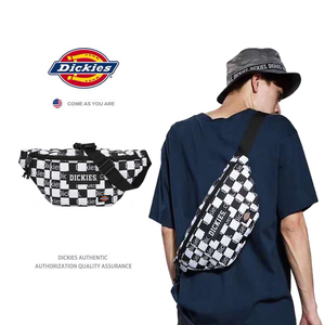 帝客dickies斜挎包男潮牌学生时尚休闲腰包蒂克迪凯斯胸包黑白格