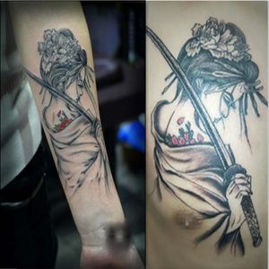 手臂遮疤痕割线艺妓龙姬虞姬纹身贴高级感男防水持久小臂大花腿女