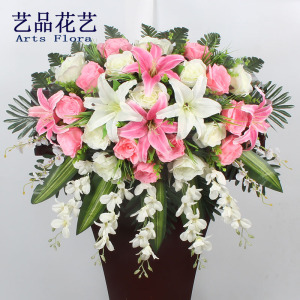 讲台花仿真花演讲台花束主席台假花挂式下垂仿真绢花会议桌花摆花